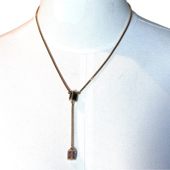 Swarovski Crystal Caged Smoky Quartz & Amethyst Y-Drop Necklace (EUC) - Picture 1 of 12